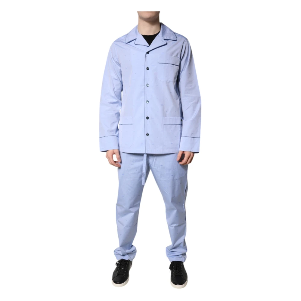Dolce & Gabbana Men's Blue Light Dg Logo Cotton Pajama Set - Pyjamas - M - Nightwear & Lounge