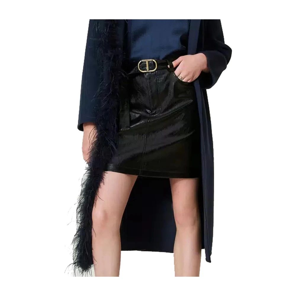 Twinset Imitatieleren minirok Black Dames