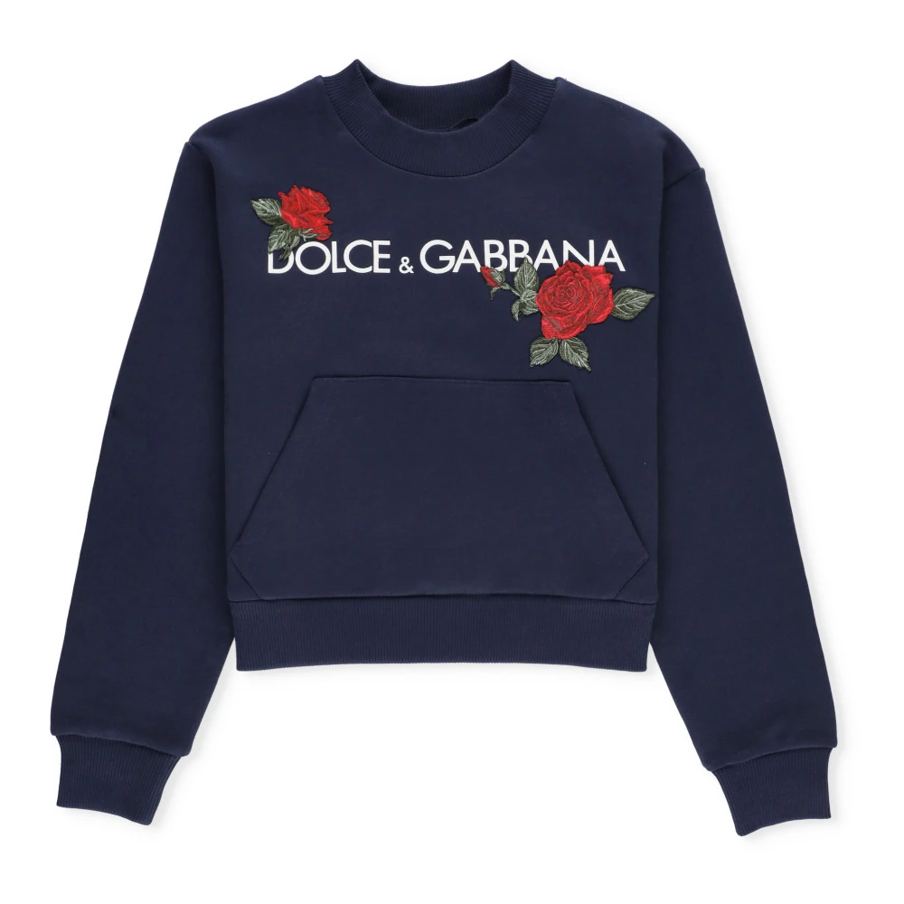 Dolce & Gabbana Blå Bomull Flicktröja med Ros Blue, Pojke