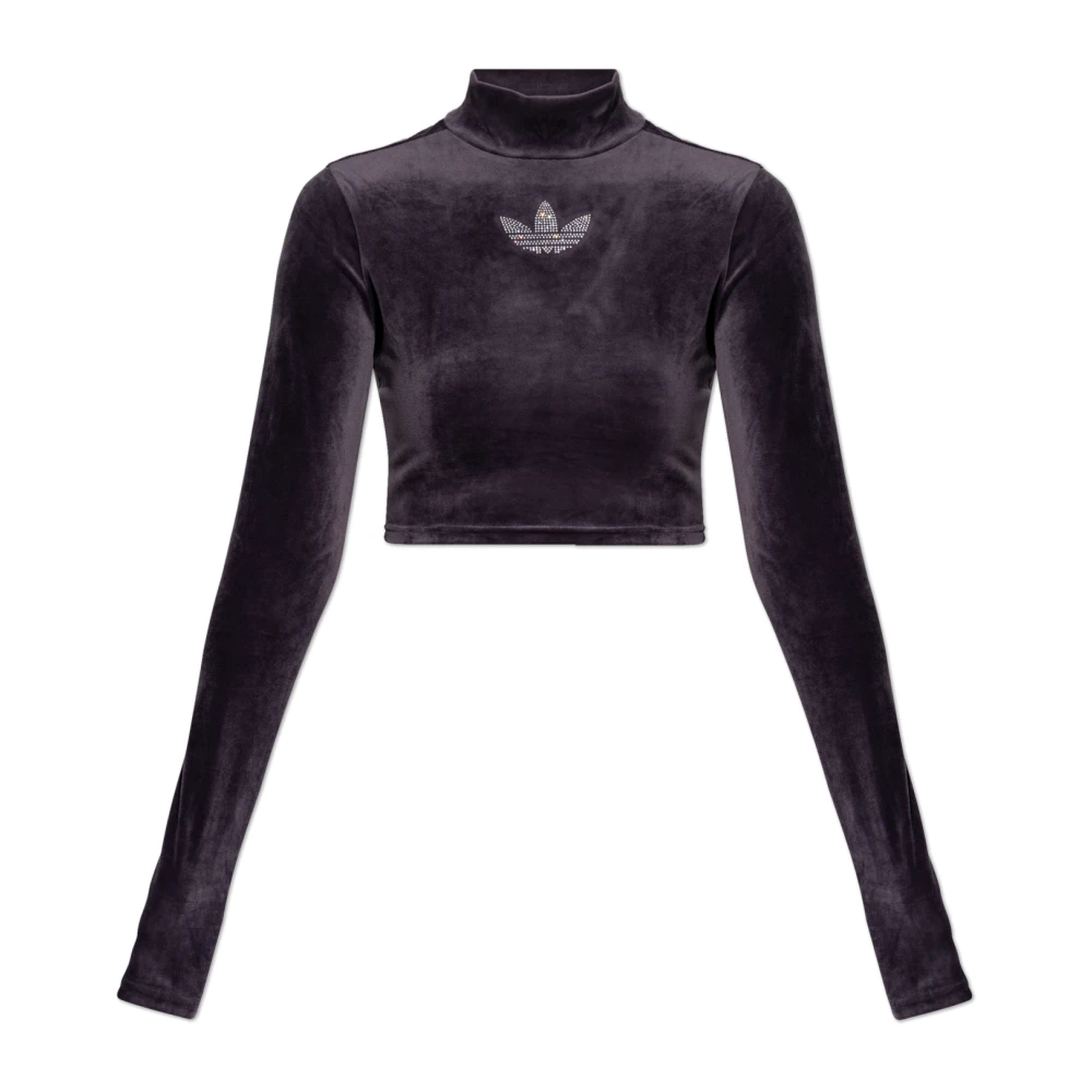adidas Originals Velours top met opstaande kraag Purple Dames