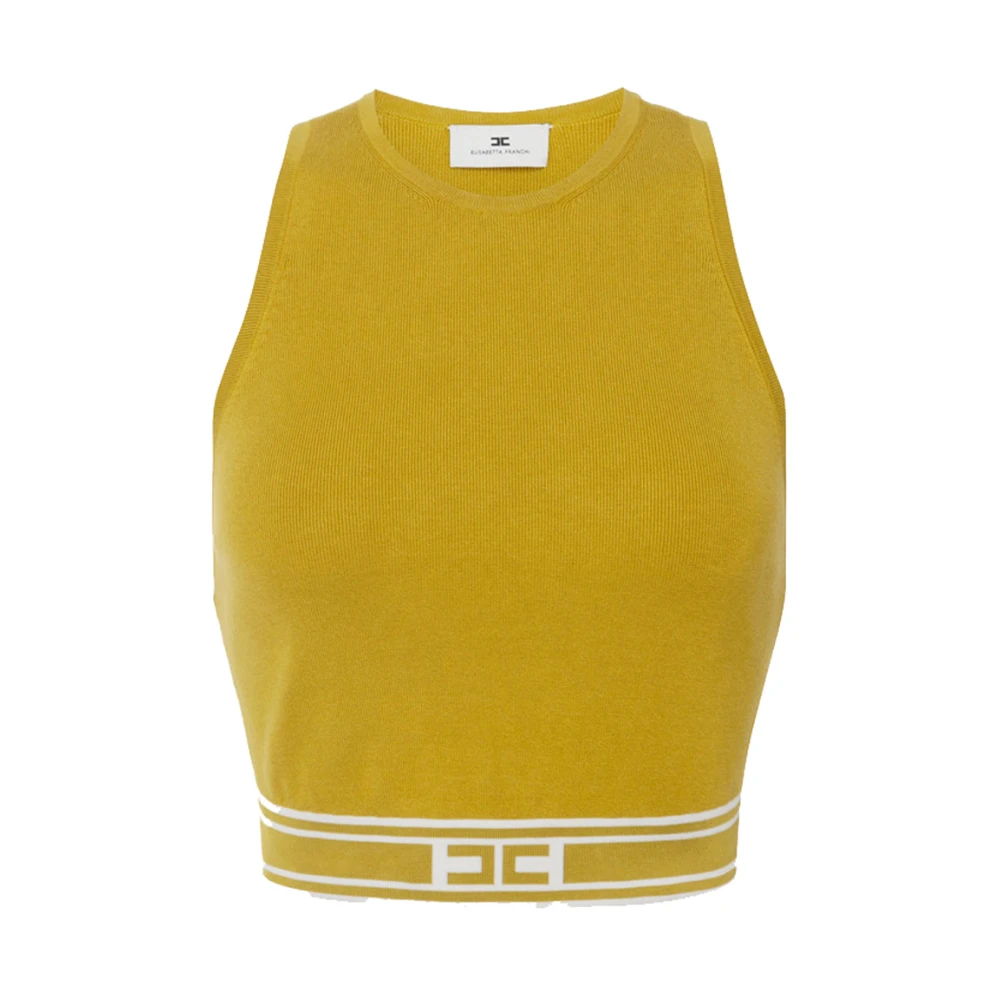 Elisabetta Franchi Gele Cropped Top met Racerback Yellow Dames