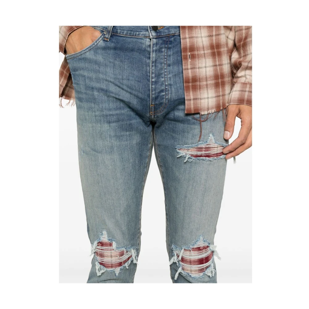 Amiri Lichtblauwe Ripped Jeans met knoopsluiting Blue Heren