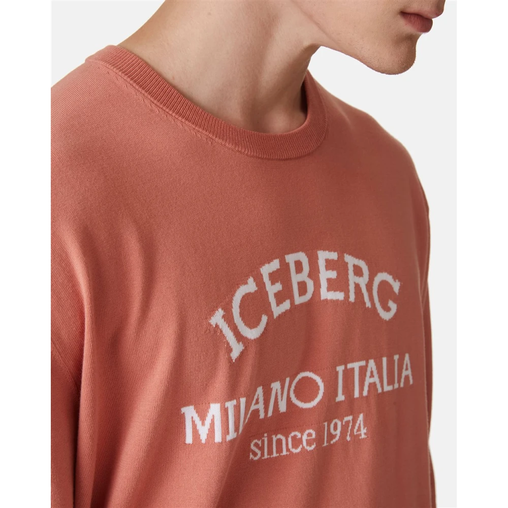 Iceberg Crewneck Sweater met logo Pink Heren