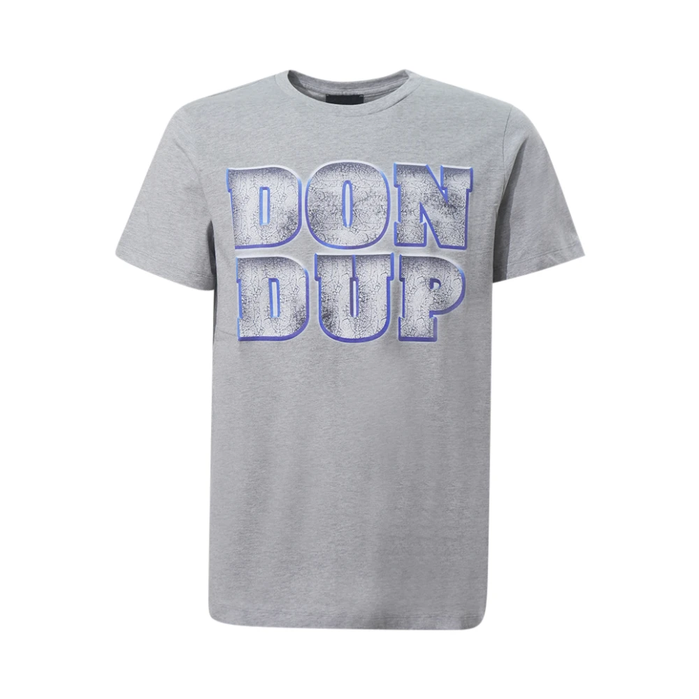 Dondup Mannelijk Grijs Tops Heren, Xl, Katoen, T-Shirt Met Ronde Hals