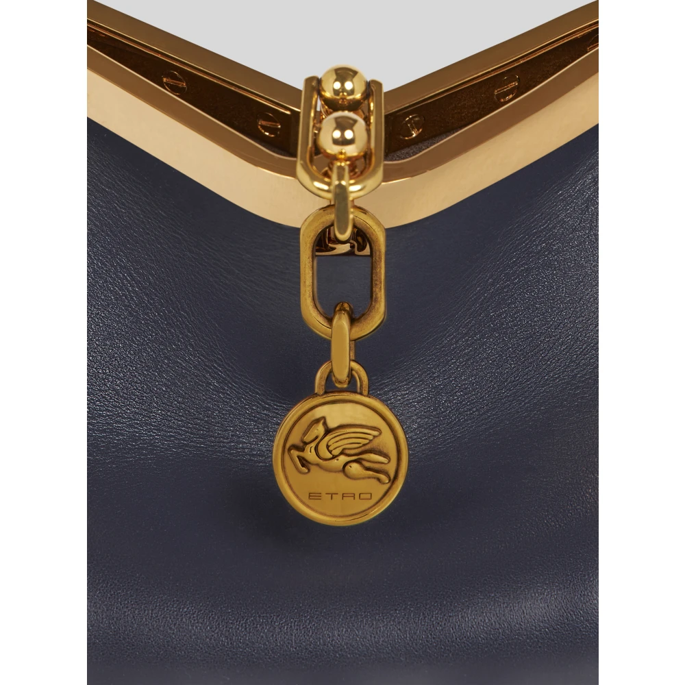 ETRO Blauwe leren schoudertas met metalen sluiting Blue Dames