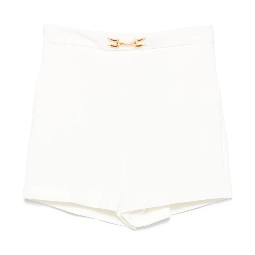 Elisabetta Franchi Witte Shorts met Zakken en Hardware White Dames