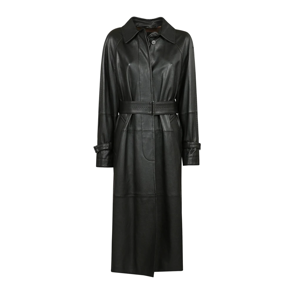 Max Mara Stijlvolle leren trenchcoat Black Dames