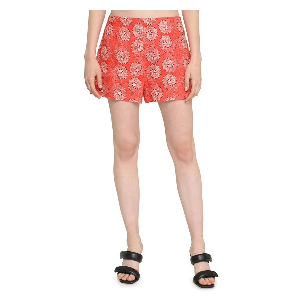 Staud Gedrukte Linnen Katoenen Shorts Red Dames