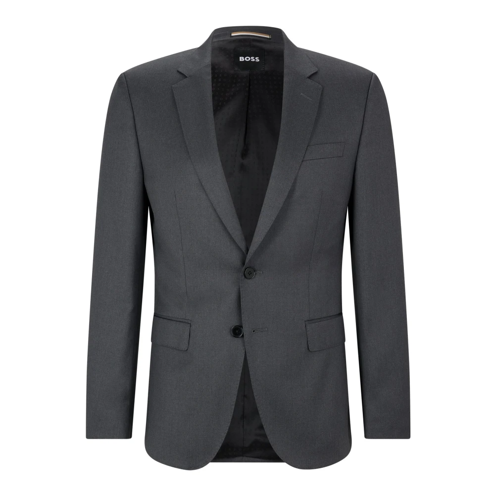 Grå Boss Black Suit Jacket In Virgin Wool Konfeksjon