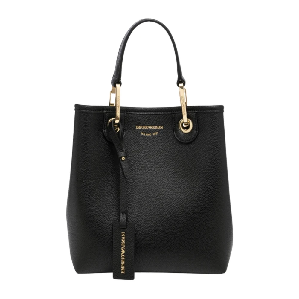 Emporio Armani Zwarte Shoppingtas met Verstelbare Band en Afneembaar Logo Overal Black Dames