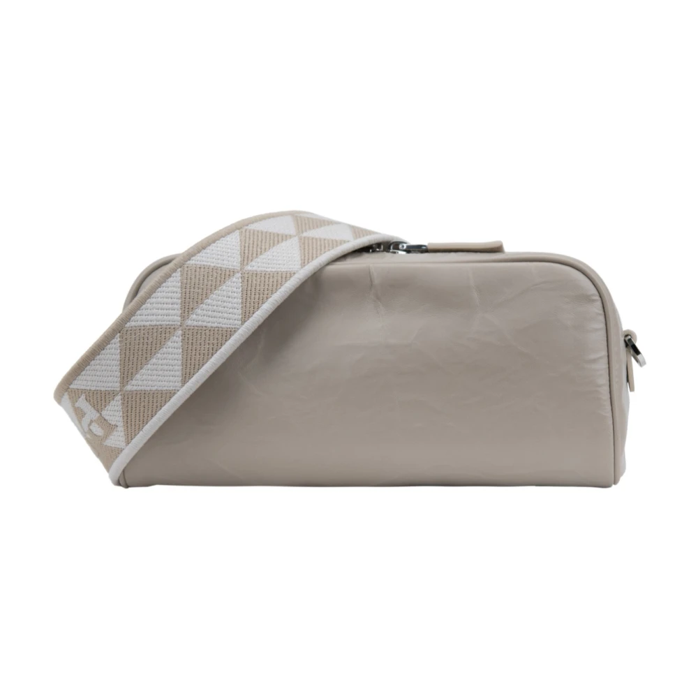Prada Leren Schoudertas met Rits Beige Dames