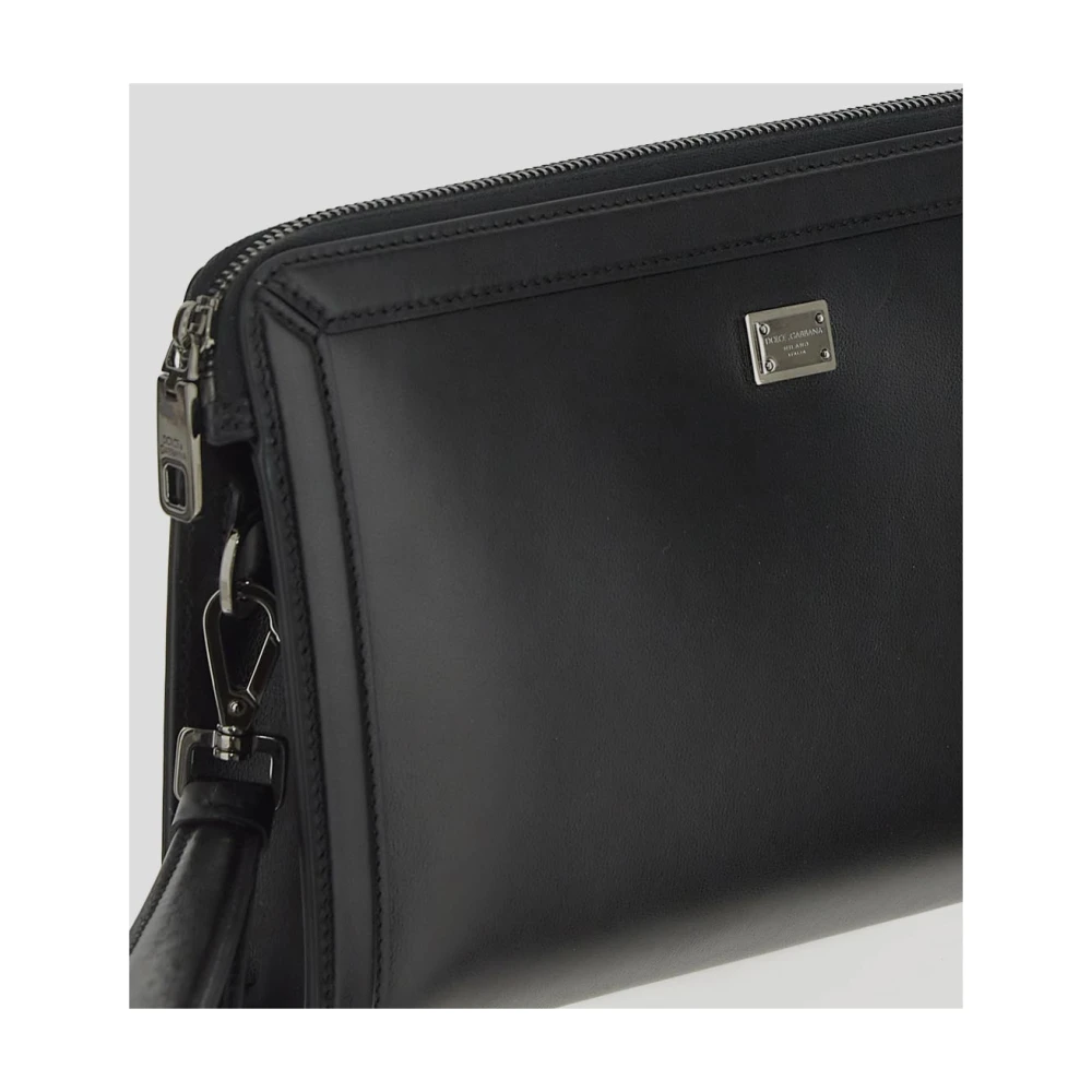 Dolce & Gabbana Leren Pouch Tas Black Heren