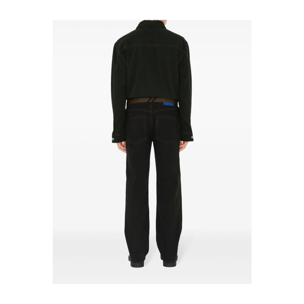 Burberry Zwarte Denim Straight Leg Broek Black Heren