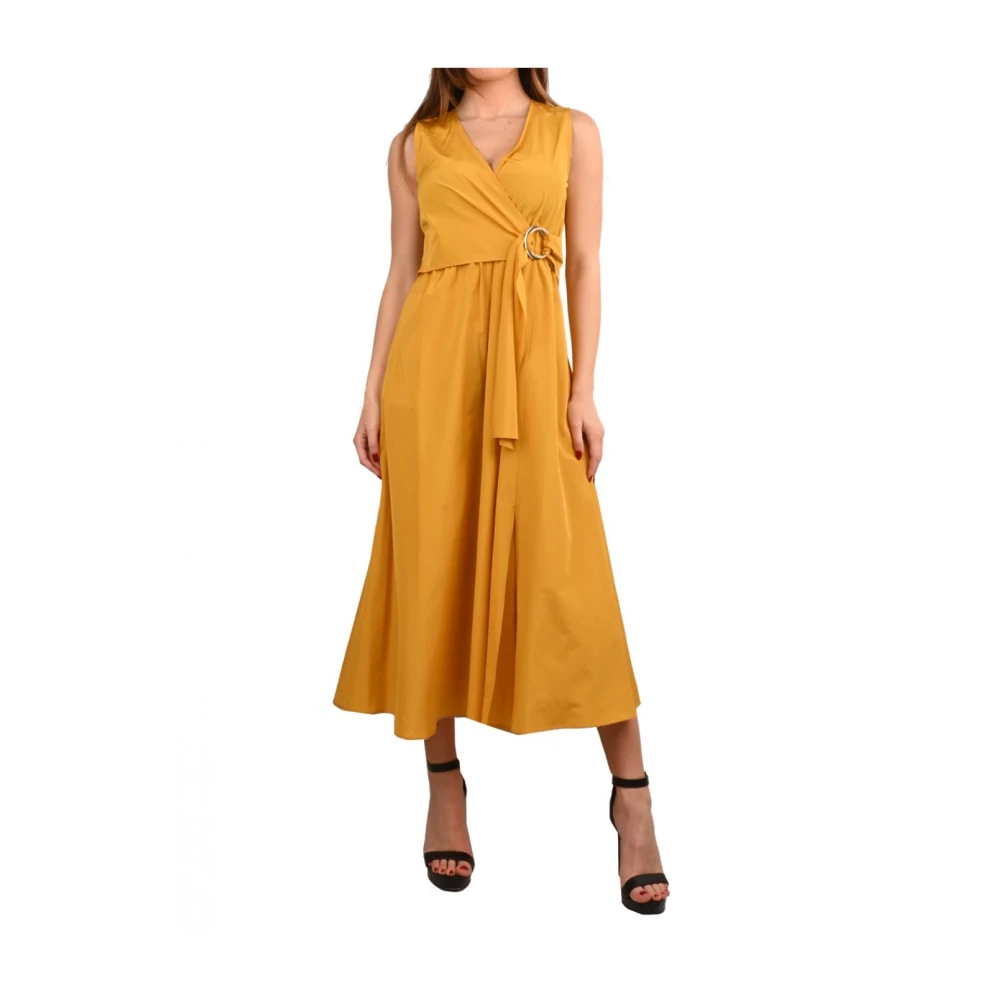 Pennyblack Korte katoenen jurk met uitlopend model Yellow Dames