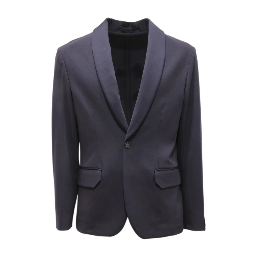 Paolo Pecora Men's Blue Jersey Jacket Made In Italy