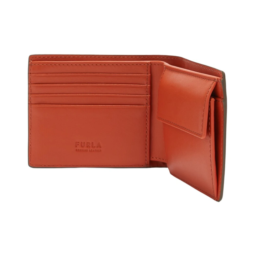 Furla Gedrukt Lederen Bi-fold Portemonnee Brown Heren