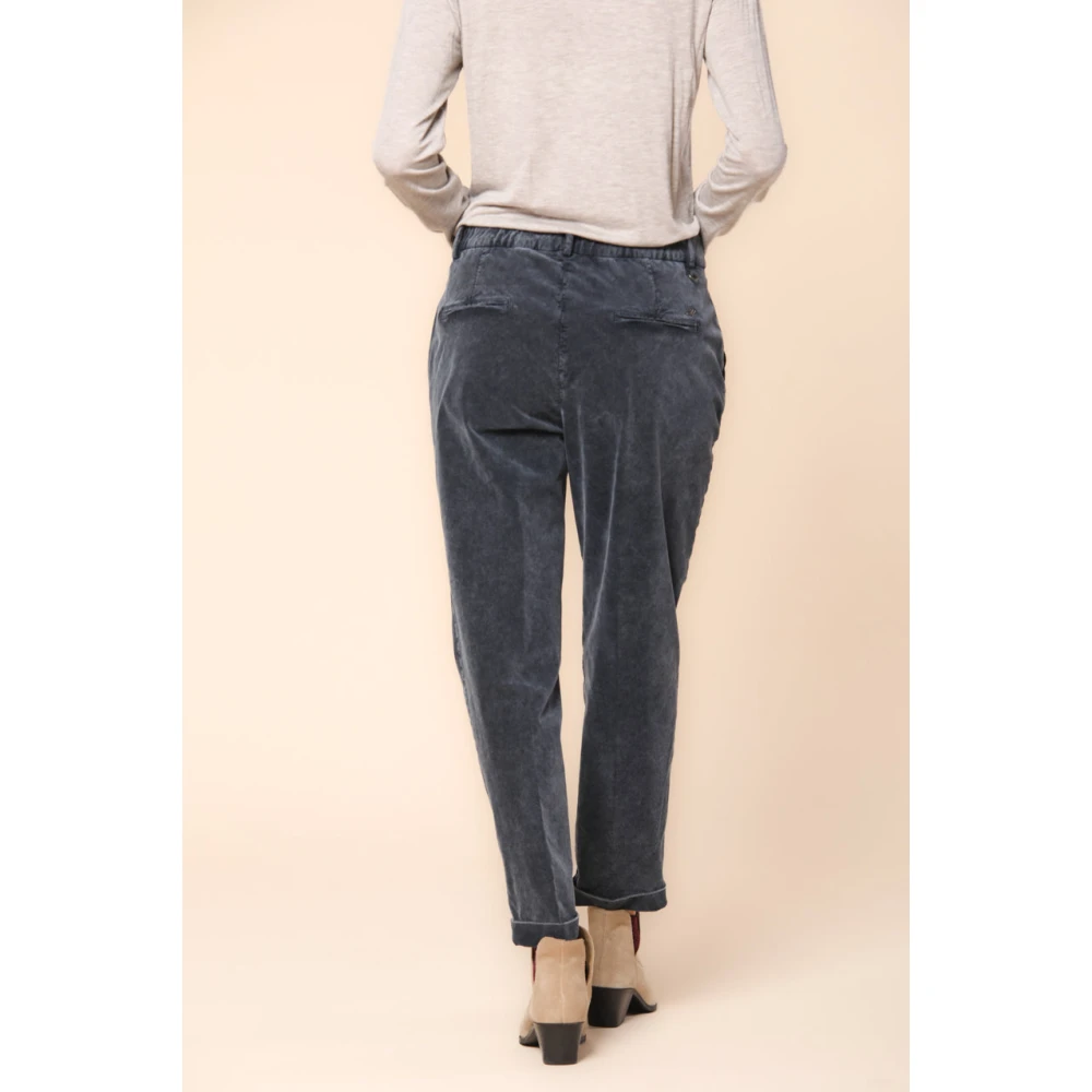 Mason's Blauwe Velvet Chino Broek 1000 Strepen Blue Dames