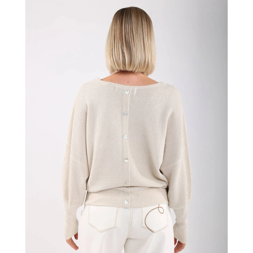 Nukus Batwing Pullover Plain Beige Dames