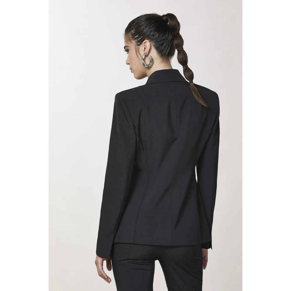 PATRIZIA PEPE Slim Gebreide Rok met Split Black Dames