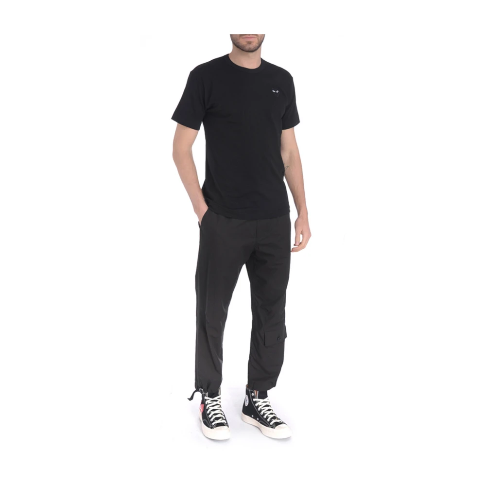 Comme des Garçons Play Zwarte Gebreide Hart Geborduurde T-shirt Black Heren