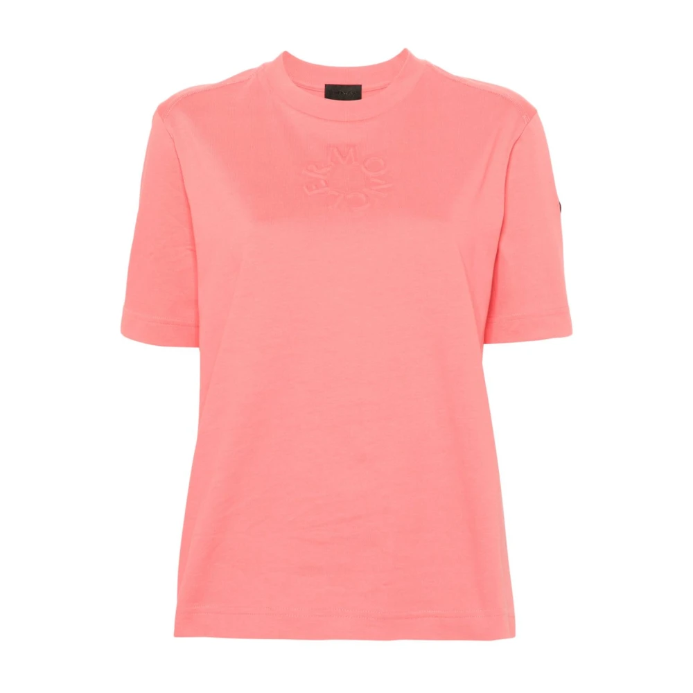 Moncler T-Shirt met reliëf logo Pink Dames