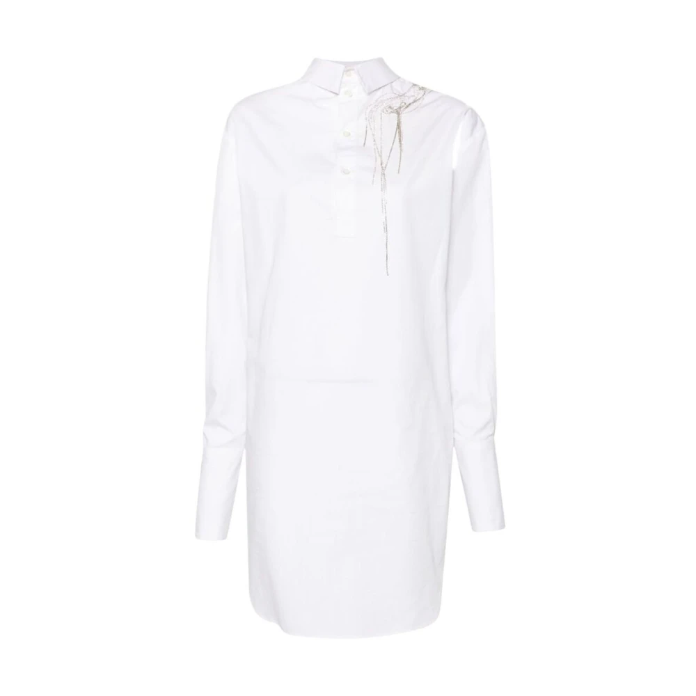 Dries Van Noten Witte Katoenen Kristalversierde Overhemd White Dames