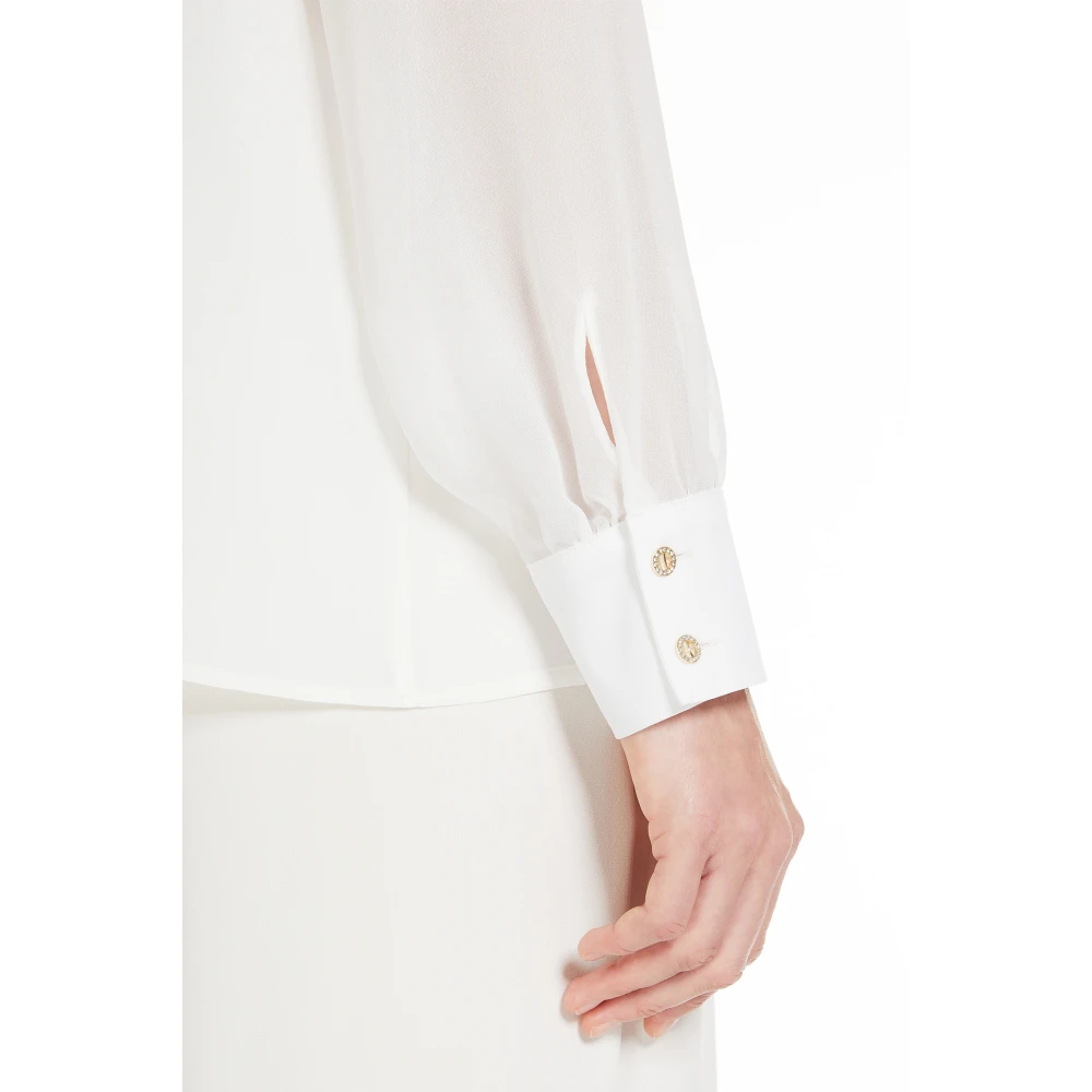 Max Mara Studio Zijden Crêpe de Chine Blouse White Dames