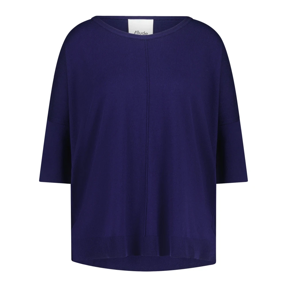 Allude Zijde-Kasjmier Oversized Gebreide Trui Blue Dames