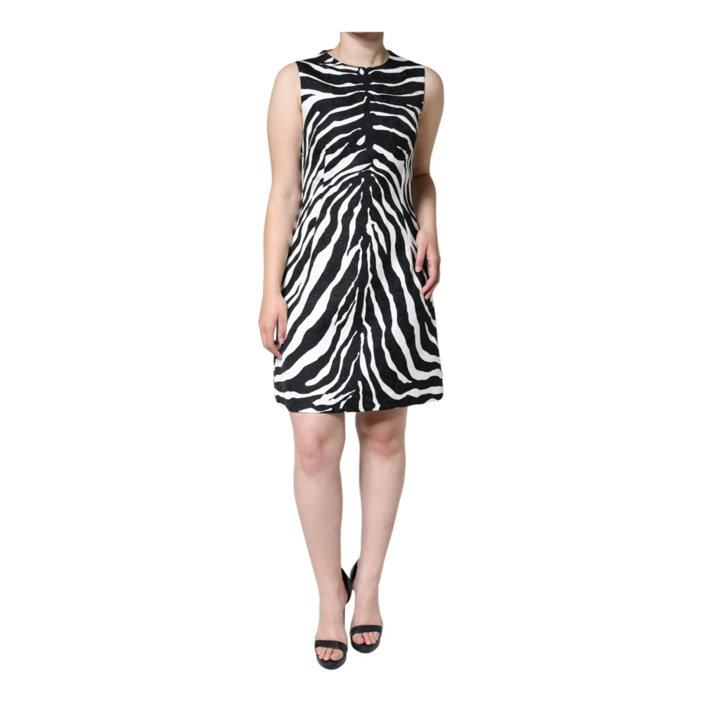 Dolce & Gabbana , Short Dresses, Female, Multicolor, Xl, Zebra Print Sheath Mini Dress