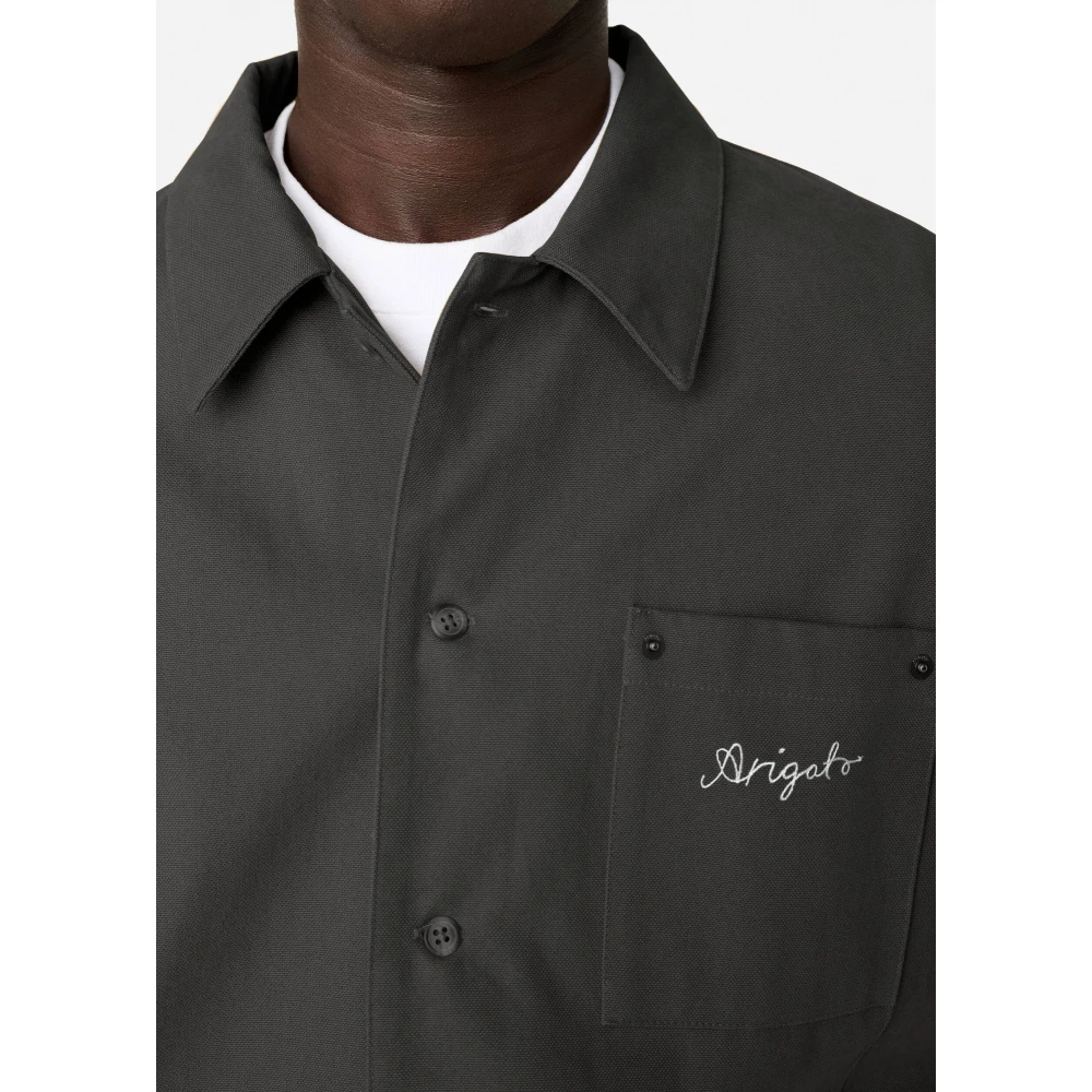 Axel Arigato Rowe Canvas Overshirt Gray Heren