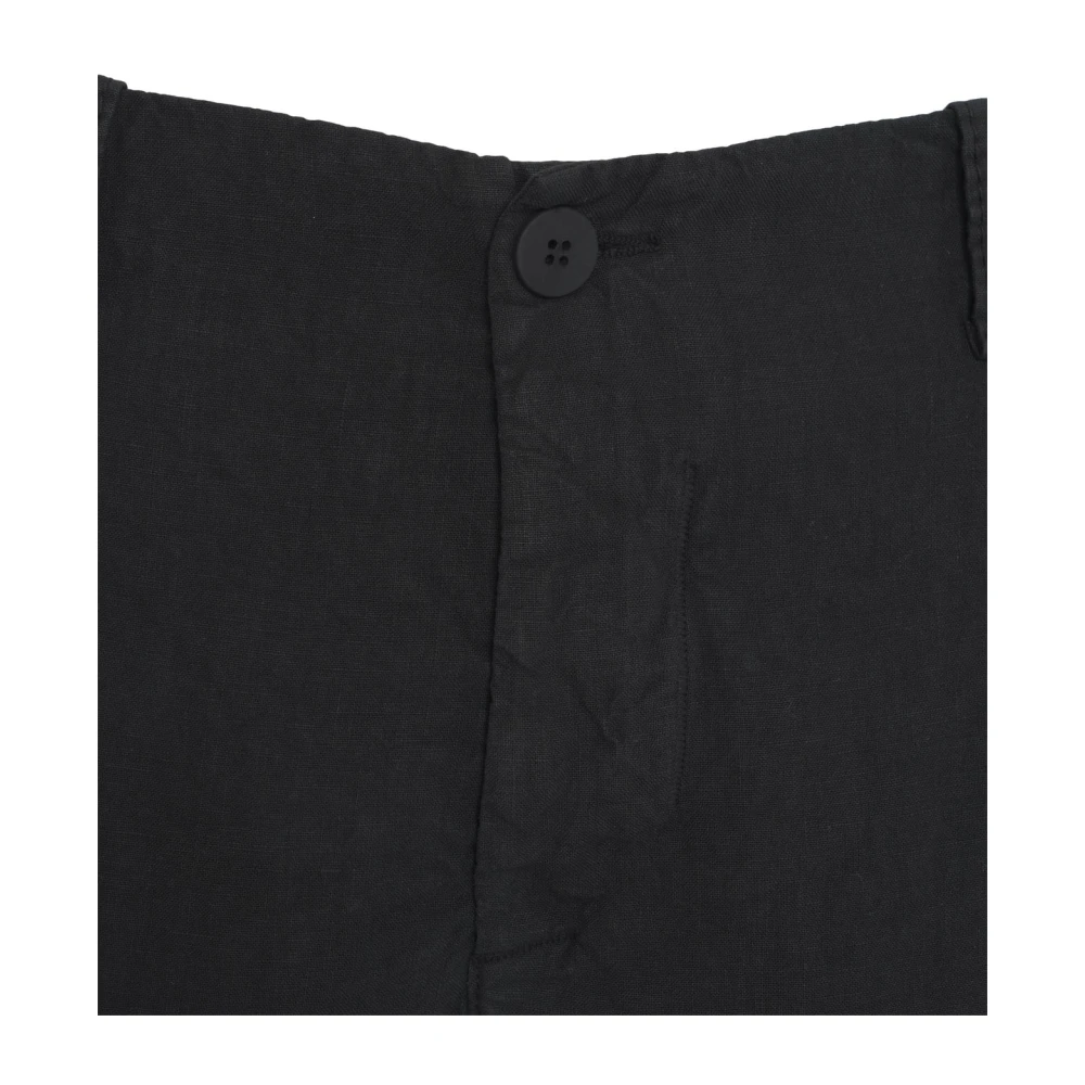 Transit Wijde Linnen Broek Zwart Black Heren
