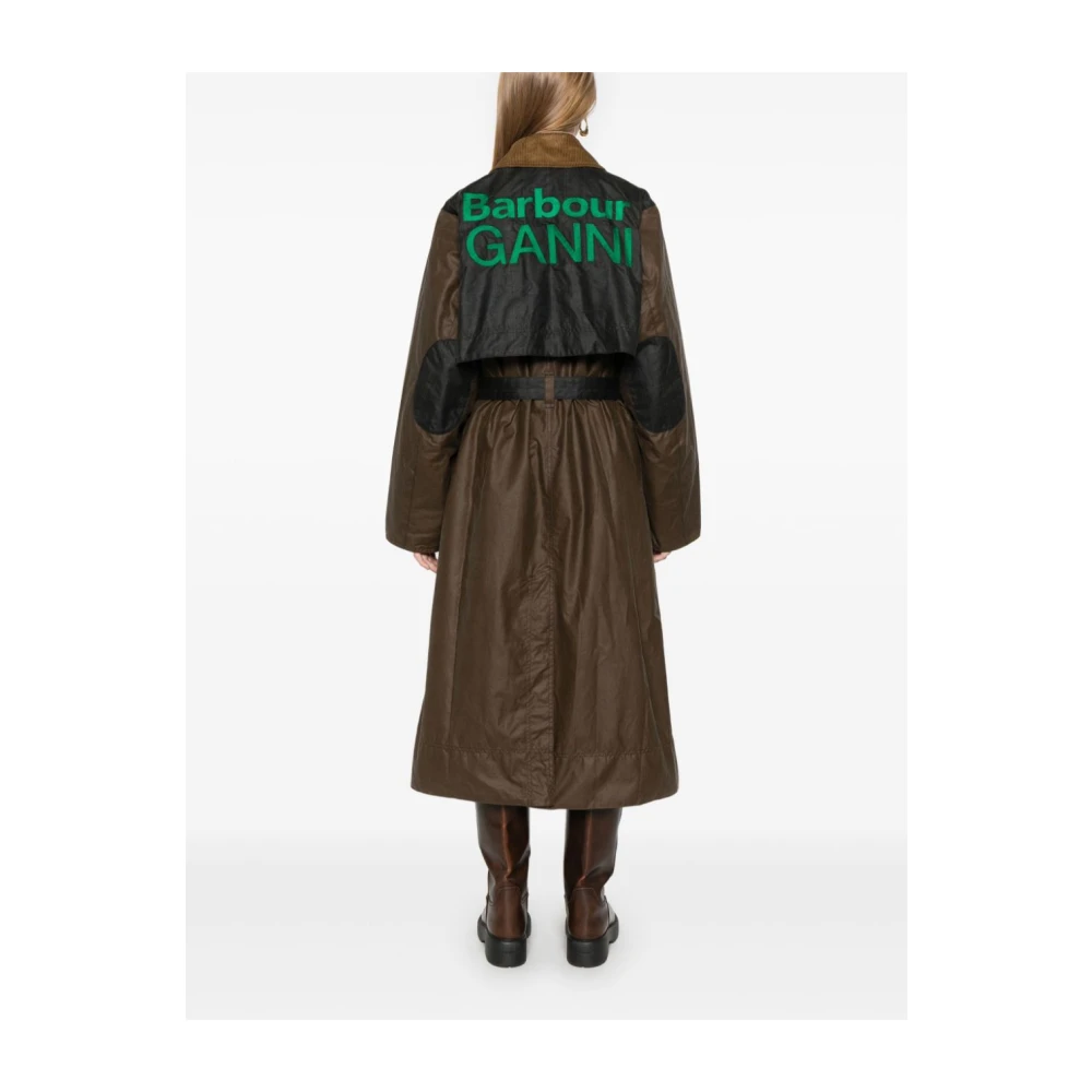 Barbour Bruine Wax Trenchcoat met Suède Kraag Brown Dames
