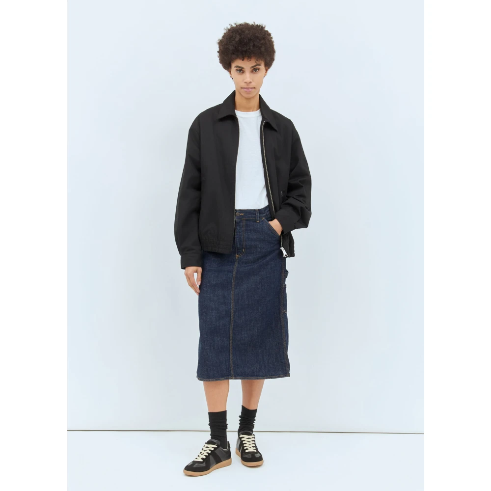 Carhartt WIP Denim Midi Rok met Contraststiksels Blue Dames