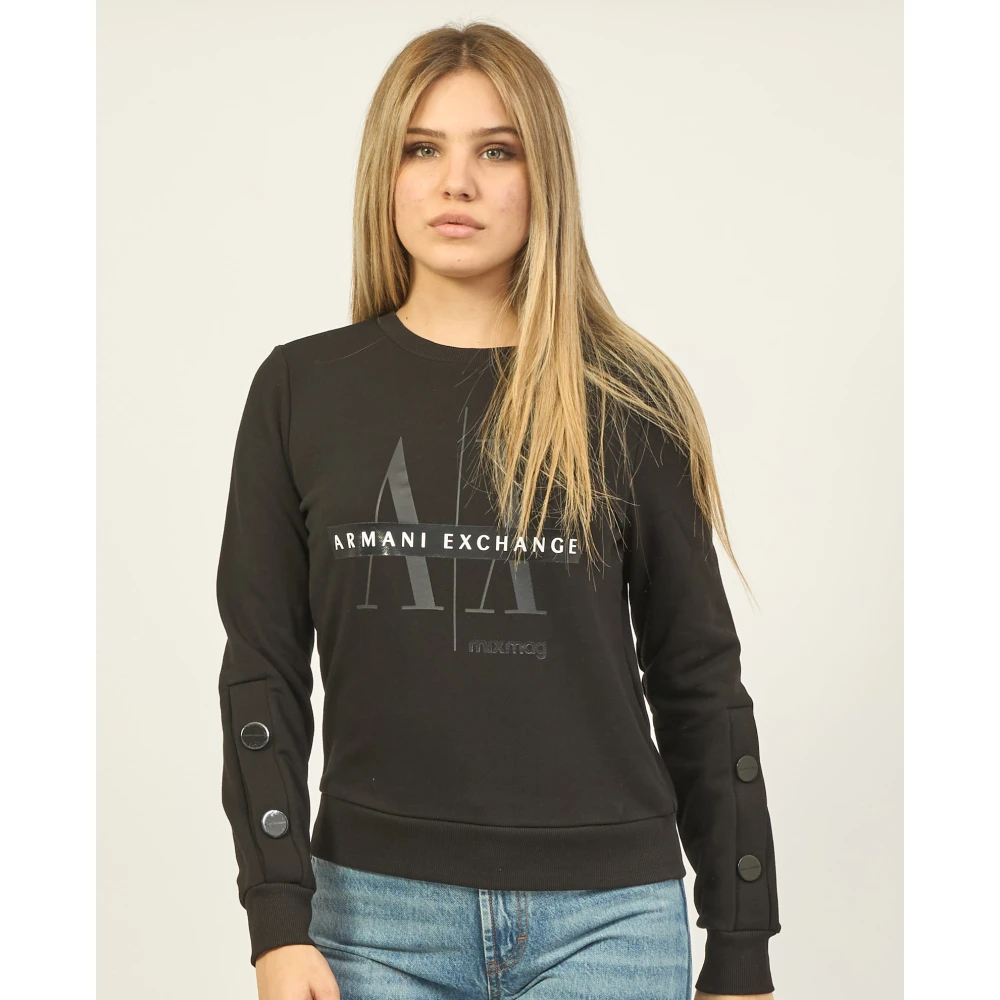 Armani Exchange Zwarte Sweater Mixmag Collectie Black Dames