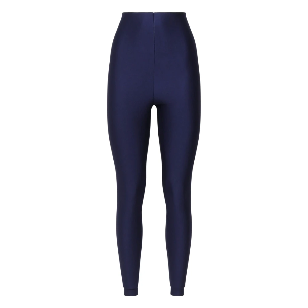 Andamane Blauwe Glanzende Lycra Broek Blue Dames