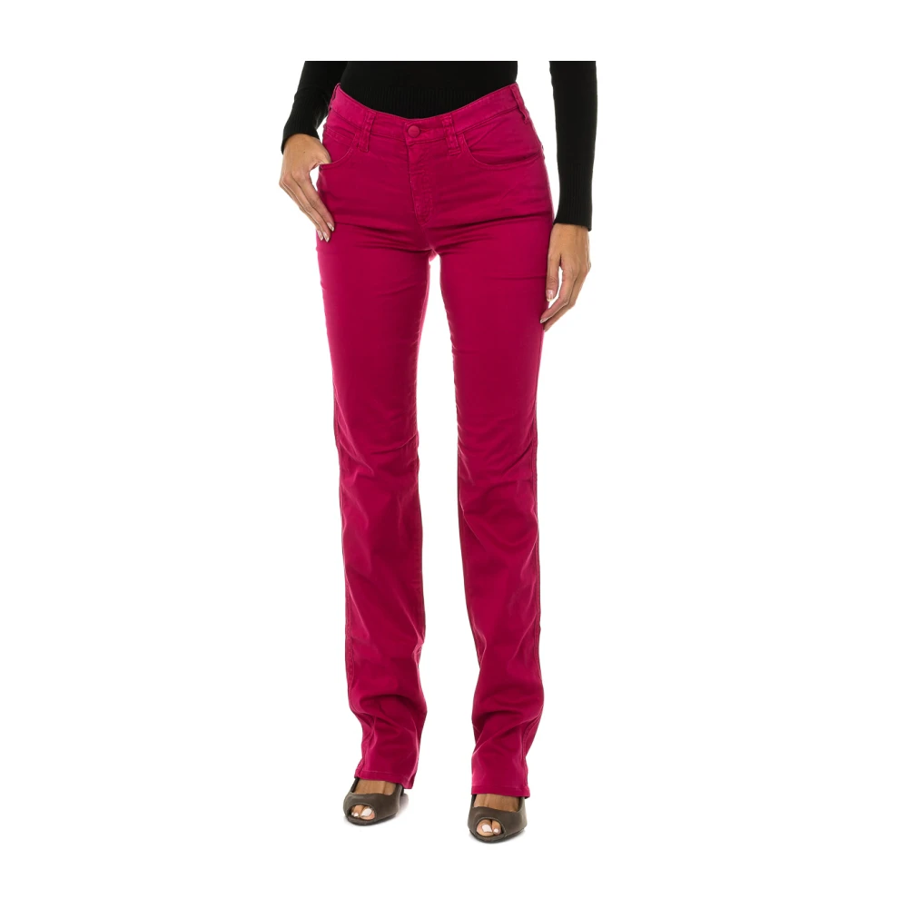 Armani Jeans Pink Straight Trousers, Female, W25, Versatile Long Trousers With Elastic Fabric