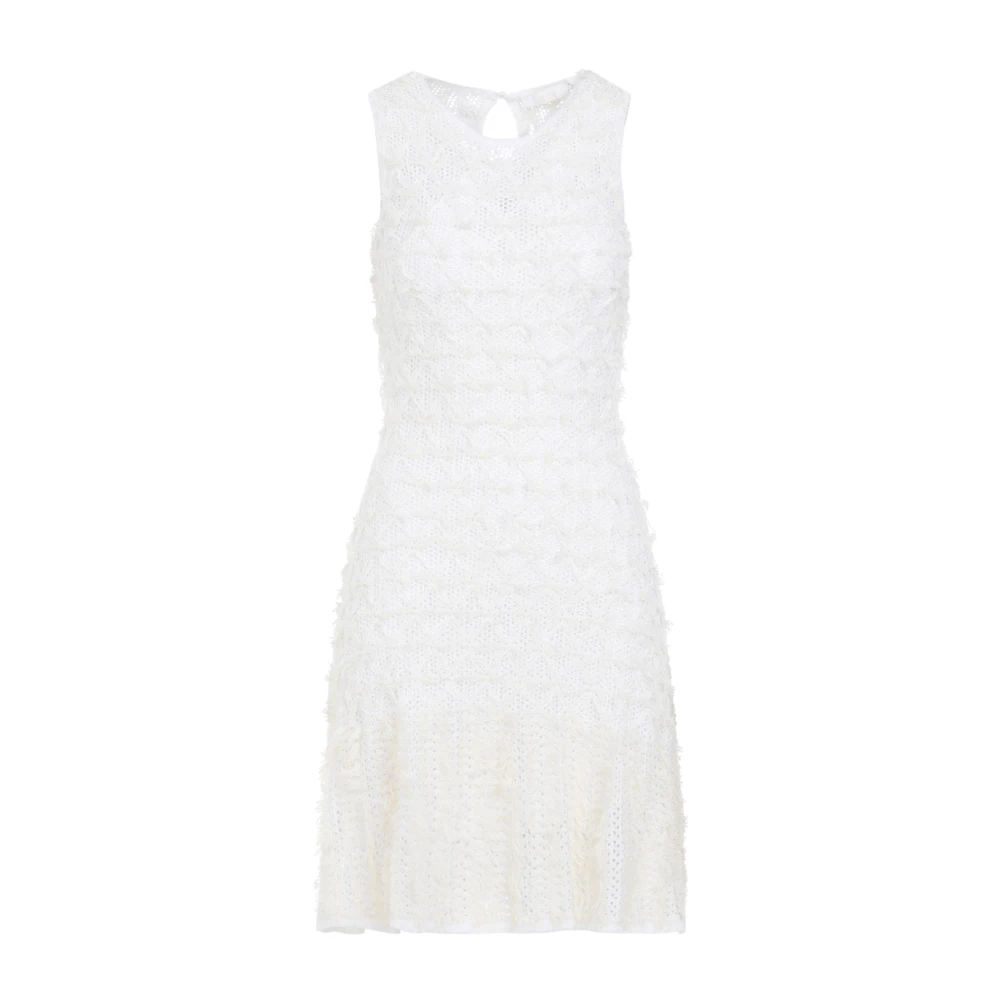 Chloé Nude Neutrals Dress With Fringed Details - Female - Short Dresses - White - Xs - Dresses