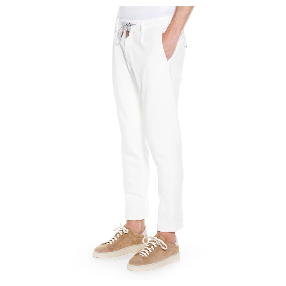 Eleventy Joggerbroek met suède afwerking White Heren