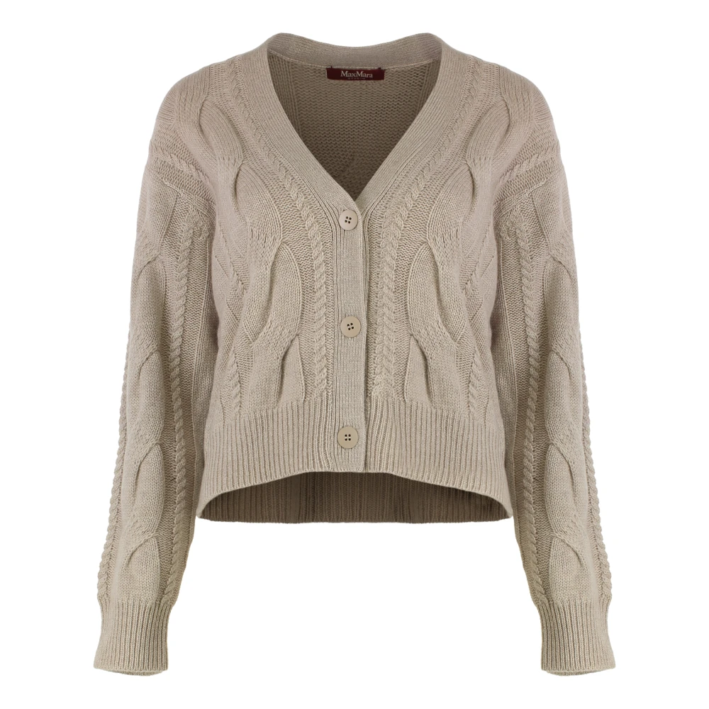 Max Mara Studio Beige Aladino Cardigan - Female - Cardigans - L - Knitwear