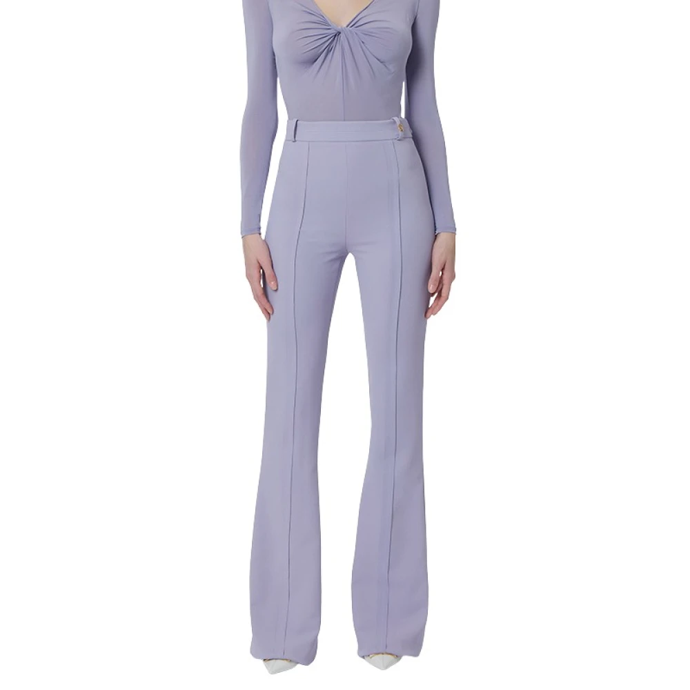 Elisabetta Franchi Women's Purple Pantalone - Wide Trousers - Xl - Trousers