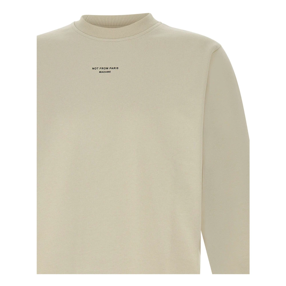 Drole de Monsieur Klassieke Slogan Katoenen T-shirt Zand Beige Heren