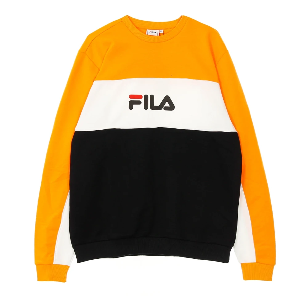 Fila Heren Lichtgewicht Crewneck Sweatshirt Zwart Oranje Wit Multicolor Heren