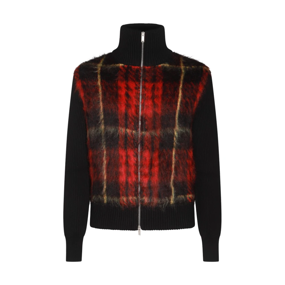 Alexander mcqueen Zwarte en rode gebreide truien Black Heren