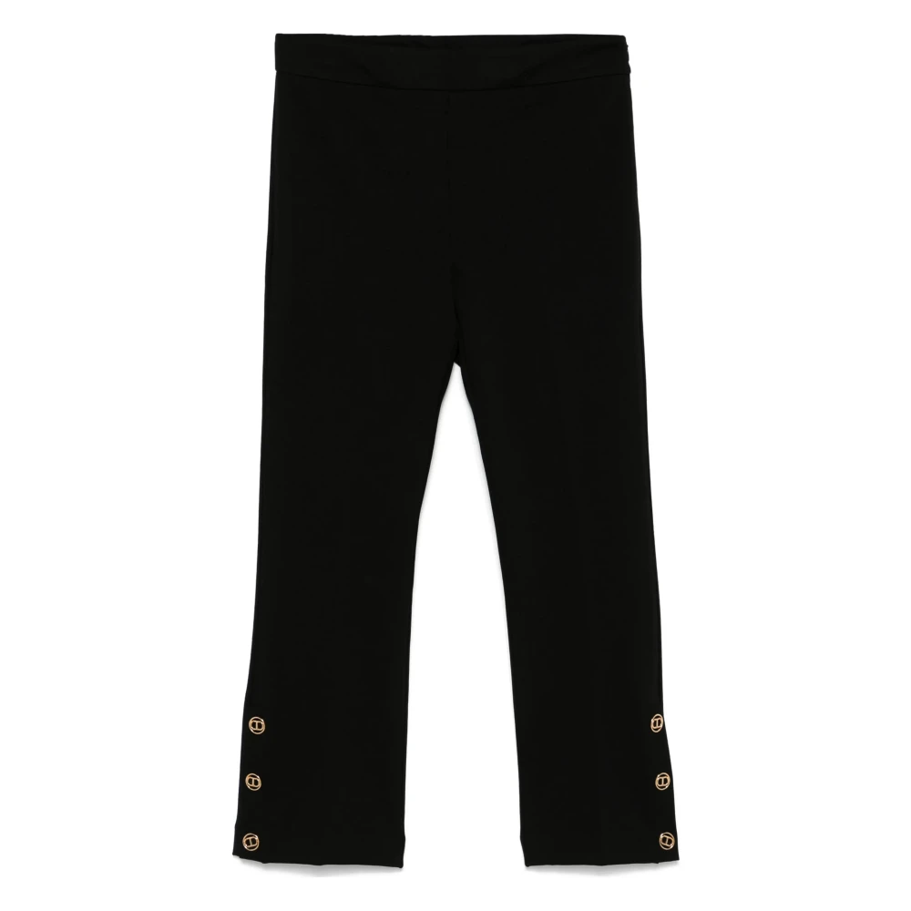 Twinset Slimme broek met ovale knopen Black Dames
