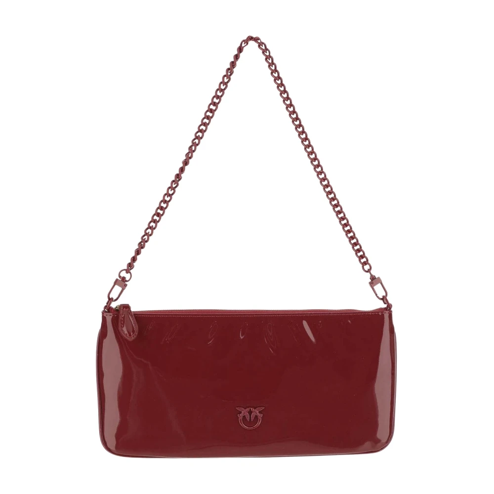 Pinko Glanzende PVC Rode Tas met Diamantgeslepen Detail Red Dames