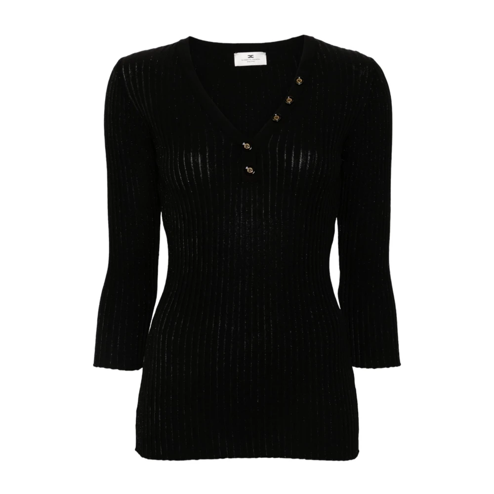 Elisabetta Franchi Stijlvolle Gebreide Top Black Dames