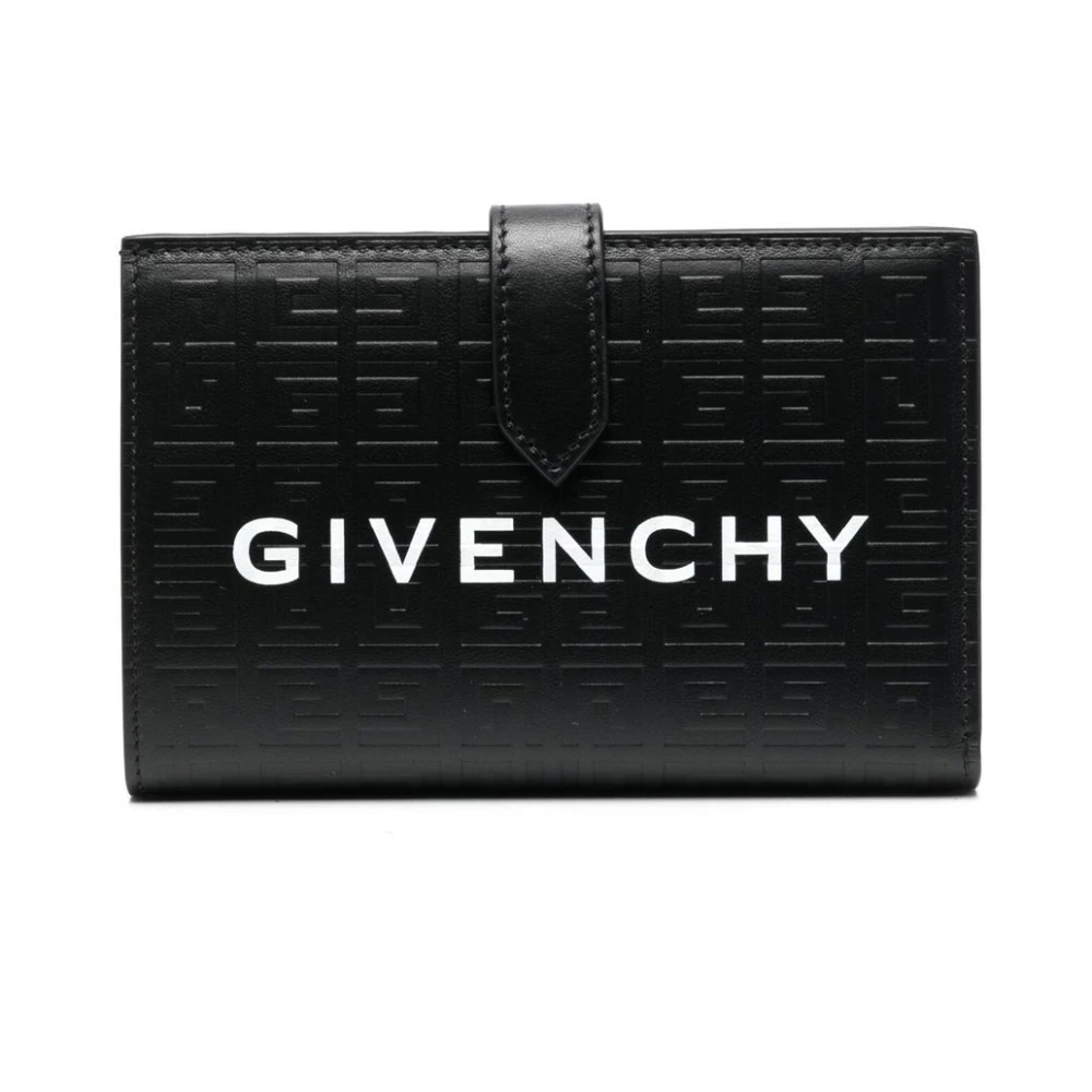 Givenchy Zwarte Logo-Print Leren Bi-Fold Portemonnee Black Dames