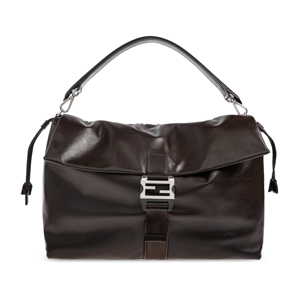 Fendi Men's Brown Flux Maxi Messenger Shoulder Bag