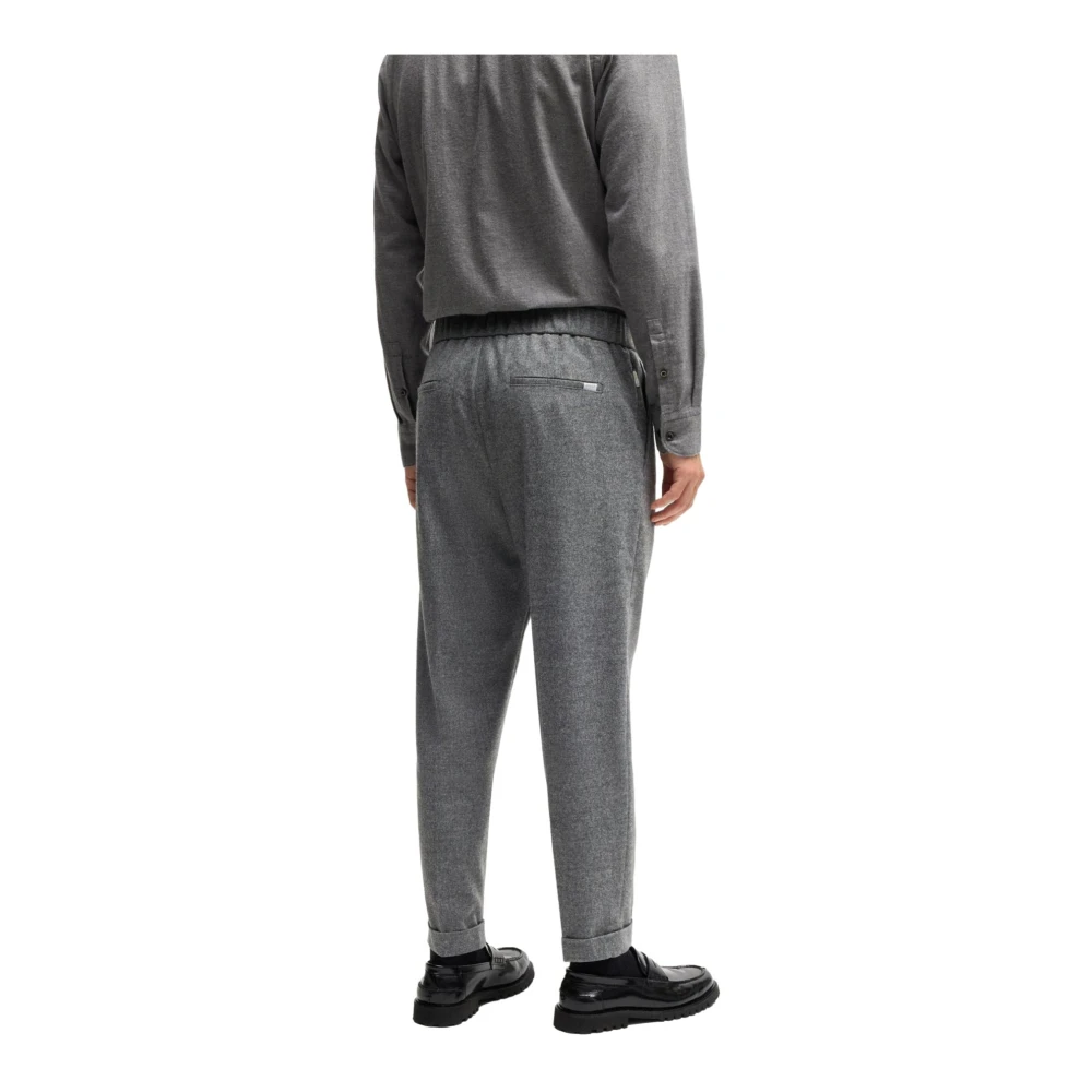 Hugo Boss Flanellen Taps Toelopende Herenbroek Grijs Gray Heren