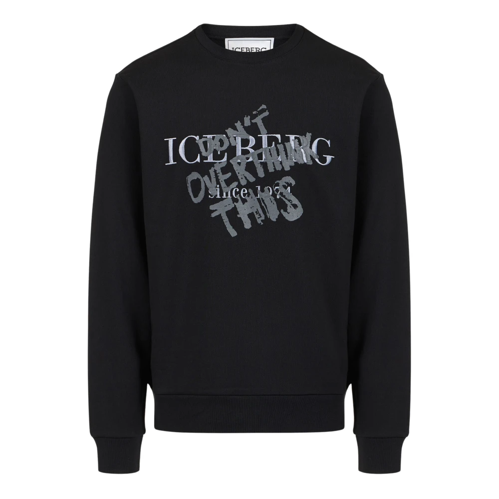 Iceberg Men's Black Logo Embroidered Sweatshirt - Sweatshirts - L - Sweatshirts & Hoodies